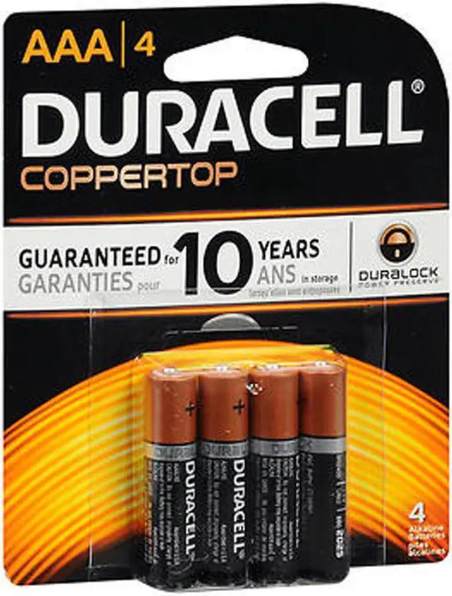 Alt view image 13 of 20 - DURACELL CopperTop MN2400 1.5V AAA Alkaline Battery, 4-pack