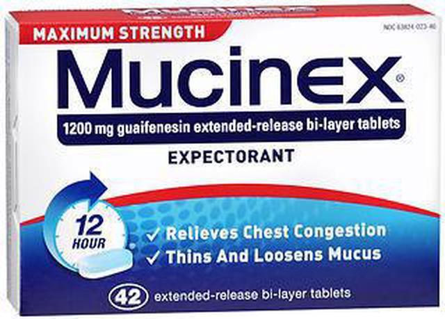  Mucinex Chest Congestion Maximum Strength 12 Hour Extended  Release Tablets Relieves Chest Congestion Caused by Excess Mucus(OTC  expectorant), 1200mg, 42 Count (Pack of 1) : Everything Else