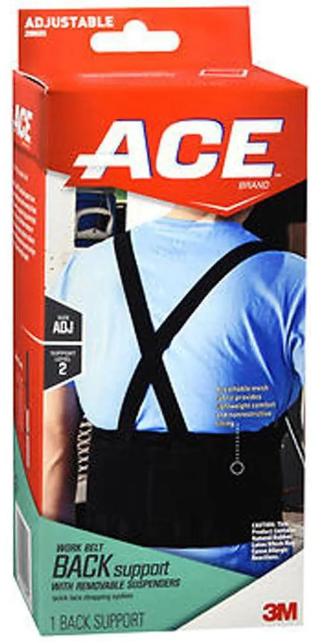 Alt view image 3 of 9 - ACE Work Belt with Removable Suspenders Fits Waists Up To 48" Black 208605