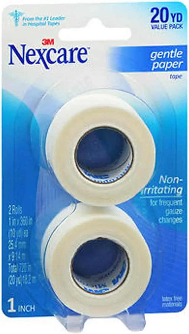 Alt view image 2 of 8 - Nexcare Gentle Paper Carded First Aid Tape 1 in x 10 yds(2 rolls)- 6 PK OR 12 ROLLS