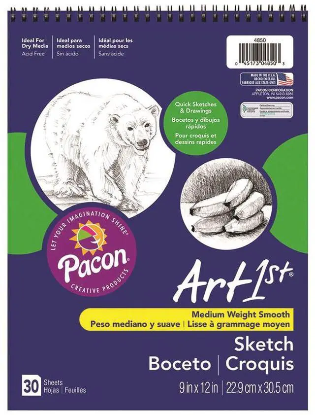 Alt view image 4 of 6 - Pacon 4850 Art1st Sketch Book 30 Sheet - 94 g/m² Grammage - 9" x 12" - 30 / Pad - White Paper
