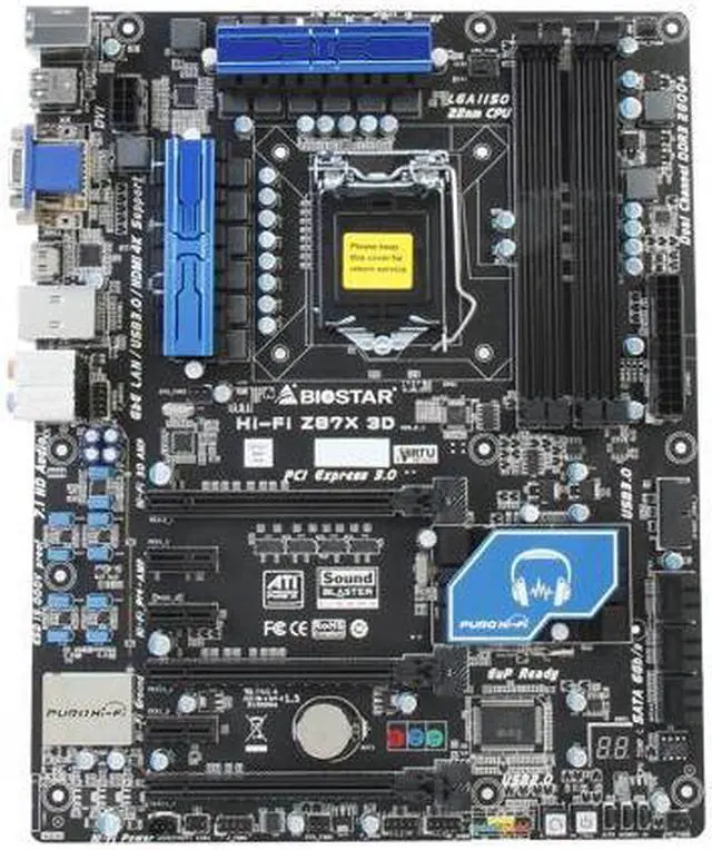 Alt view image 3 of 3 - BIOSTAR Hi-Fi Z87X 3D LGA 1150 Intel Z87 HDMI SATA 6Gb/s USB 3.0 ATX Intel Motherboard