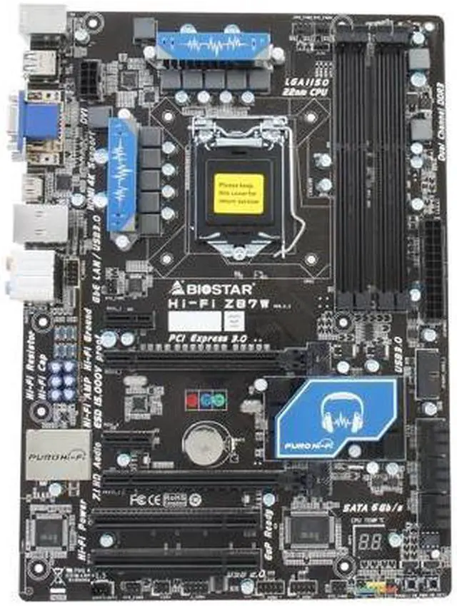 Alt view image 3 of 3 - BIOSTAR Hi-Fi Z87W LGA 1150 Intel Z87 HDMI SATA 6Gb/s USB 3.0 ATX Intel Motherboard