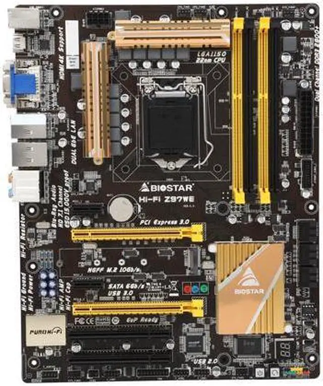 Alt view image 2 of 3 - BIOSTAR Hi-Fi Z97WE LGA 1150 Intel Z97 HDMI SATA 6Gb/s USB 3.0 ATX Intel Motherboard