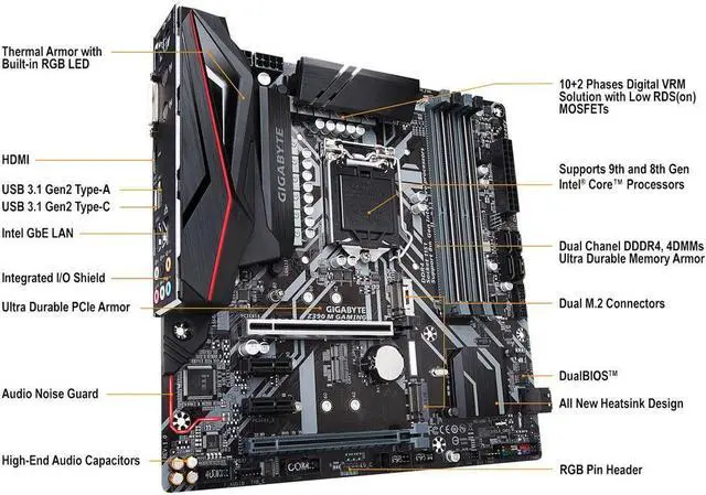 Alt view image 5 of 6 - GIGABYTE Z390 M GAMING LGA 1151 (300 Series) Intel Z390 HDMI SATA 6Gb/s USB 3.1 Micro ATX Intel Motherboard