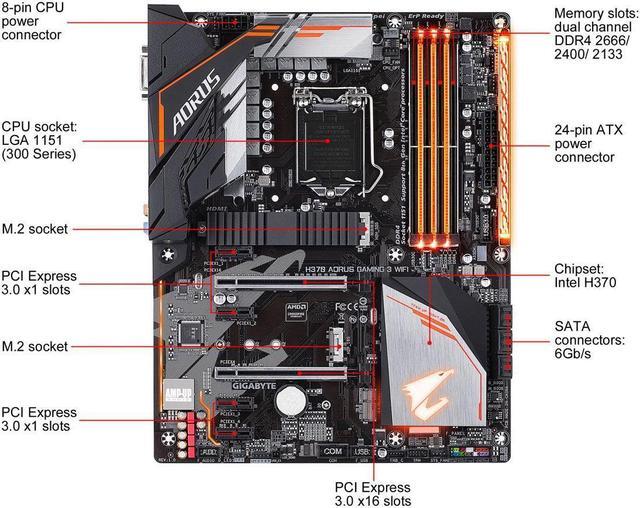 Alt view image 2 of 6 - GIGABYTE H370 AORUS Gaming 3 WIFI LGA 1151 (300 Series) Intel H370 HDMI SATA 6Gb/s USB 3.1 ATX Intel Motherboard