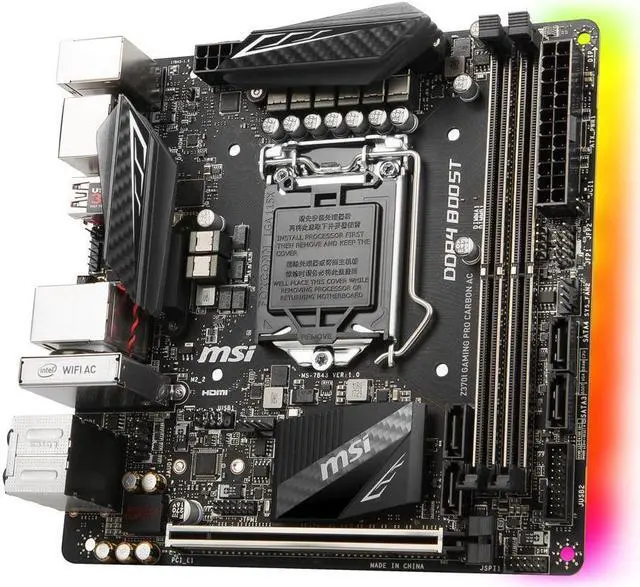 Alt view image 2 of 5 - MSI Z370I GAMING PRO CARBON AC LGA 1151 (300 Series) Intel Z370 HDMI SATA 6Gb/s USB 3.1 Mini ITX Intel Motherboard