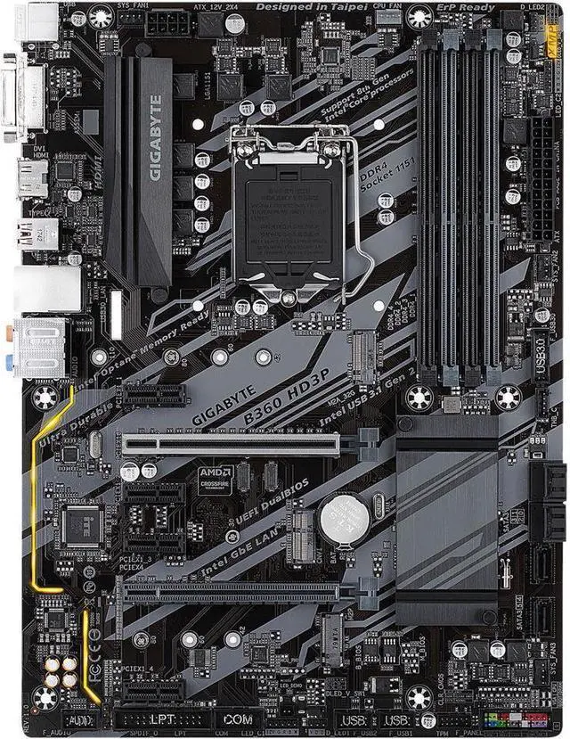 Main image of GIGABYTE B360 HD3P LGA 1151 (300 Series) Intel B360 HDMI SATA 6Gb/s USB 3.1 ATX Intel Motherboard