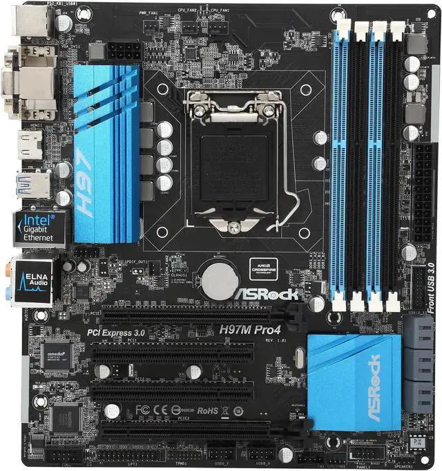Refurbished: ASRock H97M Pro4 LGA 1150 Intel H97 DDR3 HDMI USB 3.0