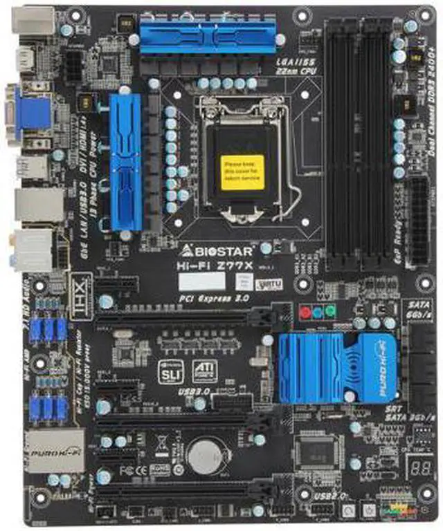 Main image of BIOSTAR Hi-Fi Z77X 5.x LGA 1155 Intel Z77 HDMI SATA 6Gb/s USB 3.0 ATX Intel Motherboard