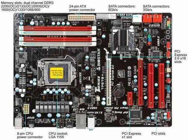 Main image of BIOSTAR TP67B+ LGA 1155 Intel P67 SATA 6Gb/s USB 3.0 ATX Intel Motherboard