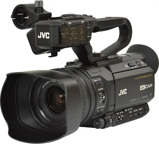 Alt view image 2 of 15 - JVC GY-HM250 12.4MP 4K UHD Camcorder with FHD Live Streaming, 12x Optical Zoom