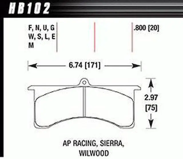 Main image of Hawk HB102U.800 DTC-70 PADS AP Racing 6 Sierra/JFZ Wilwood