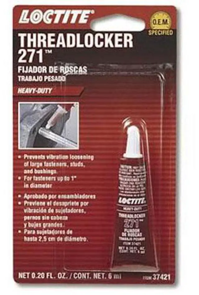 Alt view image 2 of 6 - LOCTITE 37421 271 Red Heavy Duty Threadlocker - 6 ml Tube
