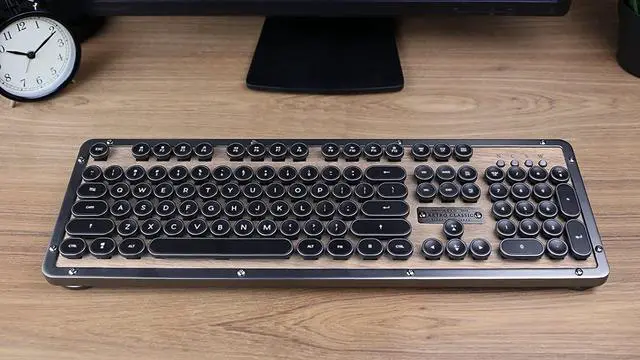 Alt view image 11 of 20 - Azio Keyboard MK-RETRO-W-01B-US Bluetooth Retro Classic Mechanical Keyboard Elwood