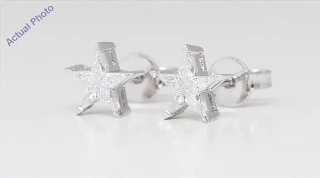 Alt view image 5 of 5 - 18k White Gold Kite Diamond Setting Multi-Stone Set Pentagram Star Earrings (0.29 Ct,H Color,VS Clarity)