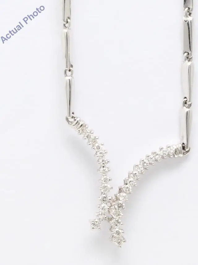 Alt view image 3 of 4 - 14k White Gold Round Cut Diamond Necklace (1 Ct, G-h Color, SI1-2 Clarity)