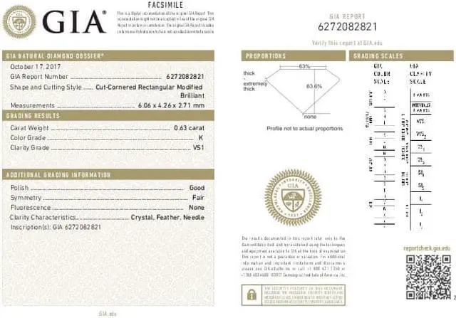 Alt view image 5 of 5 - Radiant Diamond Solitaire Engagement Ring, 14k White Gold (0.63 Ct, K Color, VS1 Clarity) GIA Certified