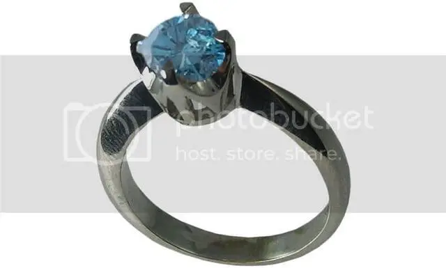 Alt view image 3 of 5 - Round Diamond Solitaire Engagement Ring 14k White Gold 0.71 Ct, (Sky Blue(Color irradiated) Color, I1 Clarity)