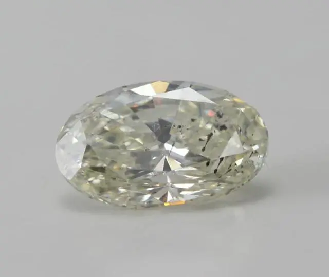 Alt view image 3 of 3 - Oval Diamond Solitaire Pendant Necklace 14k White Gold (0.88 Ct, K Color, I1(Clarity Enhanced) Clarity)