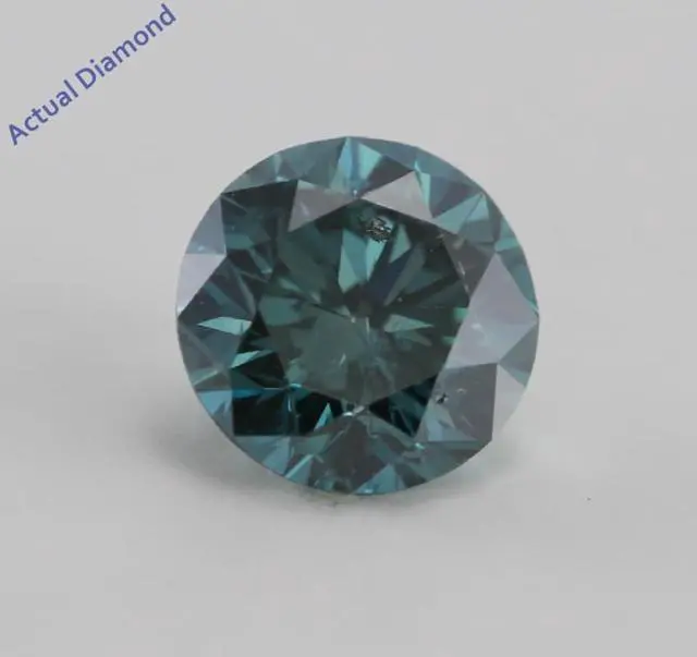 Alt view image 5 of 5 - Round Diamond Solitaire Engagement Ring 14k White Gold 0.71 Ct, (Sky Blue(Color irradiated) Color, I1 Clarity)