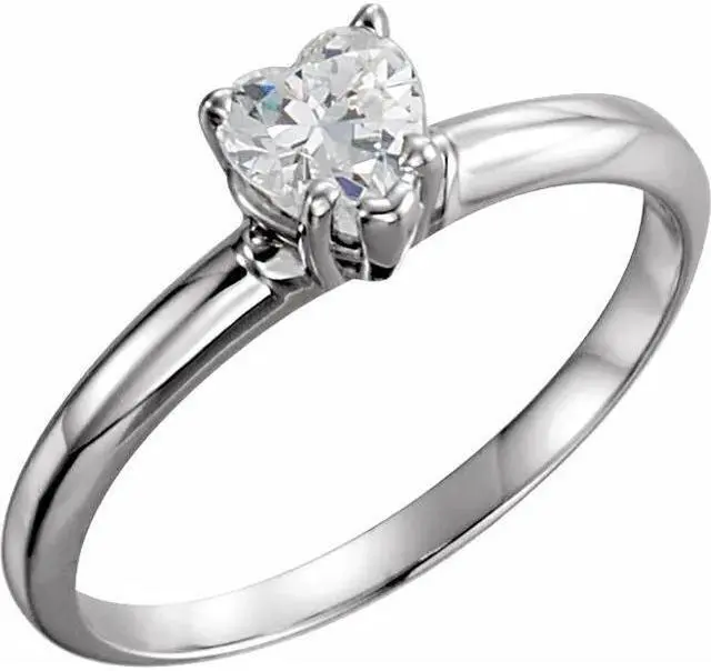 Main image of Heart Diamond Solitaire Engagement Ring,14k White Gold (0.6 Ct,H Color,VS1 Clarity) GIA Certified