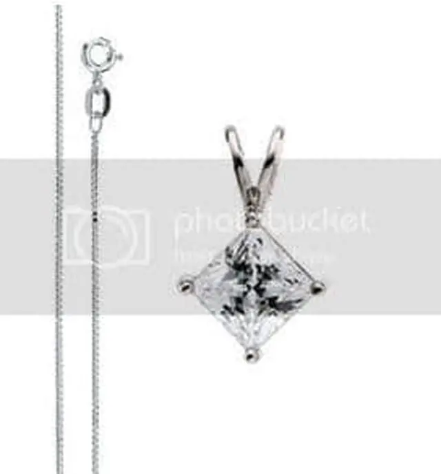 Main image of Princess Diamond Solitaire Pendant Necklace 14k (0.85 Ct, H Color, SI1 Clarity)