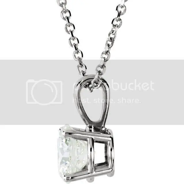 Alt view image 3 of 3 - Round Diamond Solitaire Pendant Necklace 14K White Gold (0.47 Ct, I Color, VS2 Clarity)