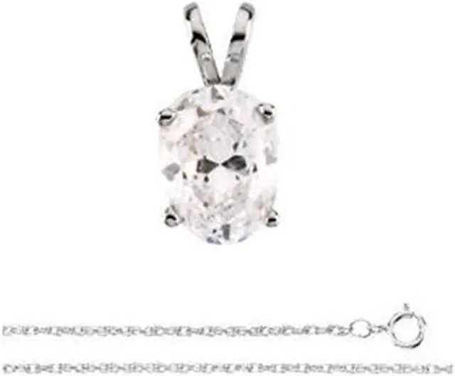 Alt view image 3 of 5 - Oval Diamond Solitaire Pendant Necklace 14k White Gold (1.01 Ct, K, VS1 GIA Certified)