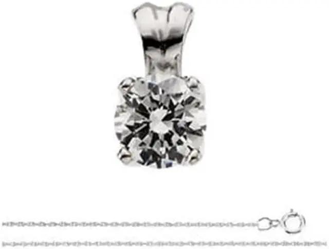 Alt view image 2 of 3 - Round Diamond Solitaire Pendant Necklace 14K (0.47 Ct, I Color, I1(Clarity Enhanced) Clarity)