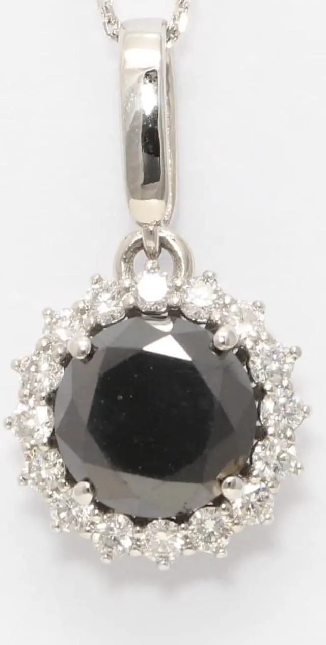 Alt view image 2 of 3 - 18k Gold Round Diamond Multi-Stone Set Black Enhanced Halo Pendant (Black(Irradiated) White Clarity)