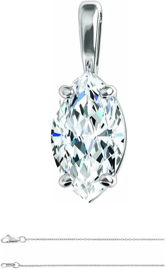 Main image of Marquise Diamond Solitaire Pendant Necklace 14k White Gold (0.73 Ct,G Color,VS2 Clarity) IGL Certified