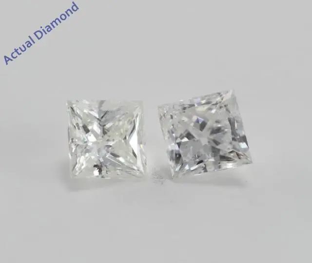 Alt view image 4 of 4 - 14k White Gold Princess Diamond Stud Earrings (1/2 Ct H-I I1-I2)
