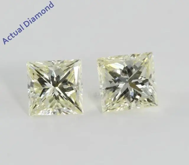 Alt view image 2 of 2 - Princess Diamond Stud Earrings 14k Yellow Gold (1.38 Ct, L Color, SI Clarity)