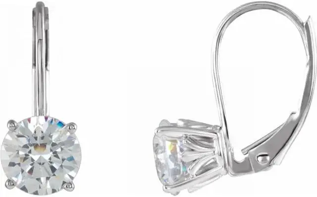Main image of Round Natural Mined Diamond Lever Back Earrings 14k White Gold (1.8 Ct,F-g Color,VS1 Clarity IGL Certified)