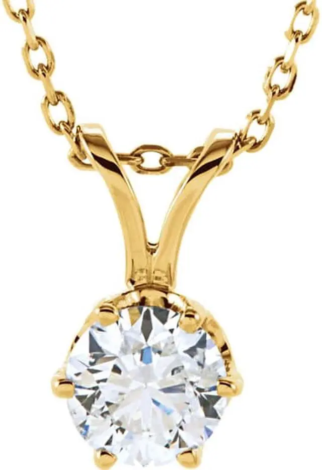 Main image of Round Diamond Solitaire Pendant Necklace 14k Yellow Gold (0.4 Ct,K Color,VVS2 Clarity) GIA Certified