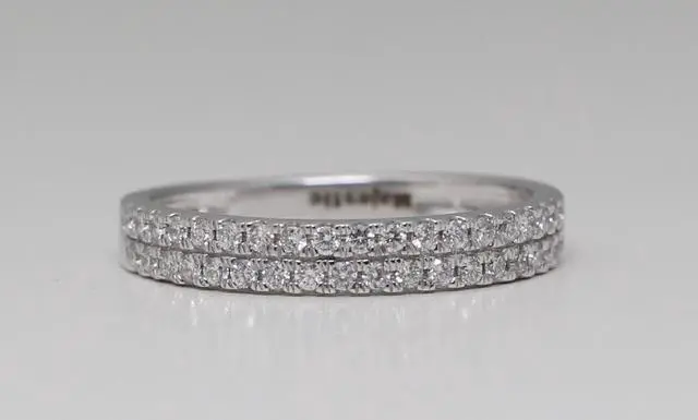 Main image of 14k White Gold Round Cut Two Row Diamond Half-eternity Band (0.38 Ct,G Color,SI1 Clarity)
