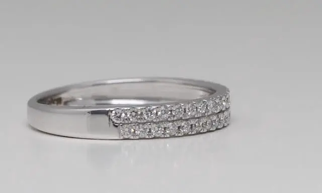 Alt view image 3 of 4 - 14k White Gold Round Cut Two Row Diamond Half-eternity Band (0.38 Ct,G Color,SI1 Clarity)