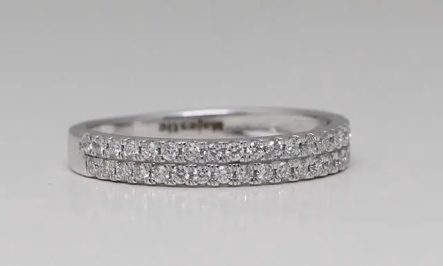 Alt view image 4 of 4 - 14k White Gold Round Cut Two Row Diamond Half-eternity Band (0.38 Ct,G Color,SI1 Clarity)