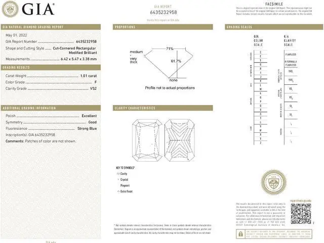 Alt view image 4 of 5 - Radiant Diamond Solitaire Engagement Ring,14k White Gold (1.01 Ct,F Color,VS2 Clarity) GIA Certified