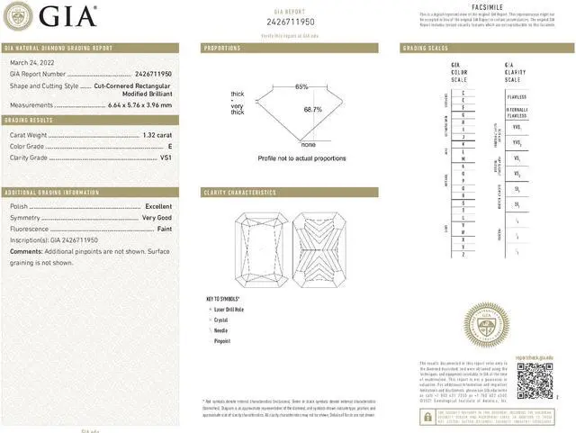 Alt view image 4 of 5 - Radiant Cut Loose Diamond (1.32 Ct,E Color,VS1(Drilled) Clarity) GIA Certified