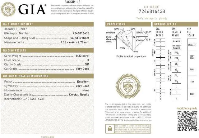 Alt view image 4 of 5 - Round Diamond Solitaire Pendant Necklace 14k Yellow Gold (0.33 Ct,D Color,SI1 Clarity) GIA Certified