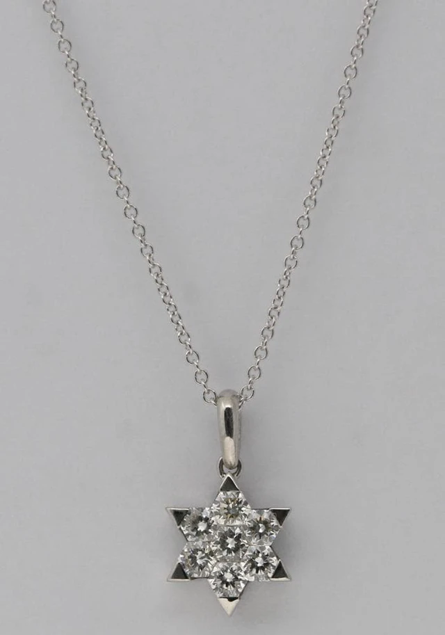 18k White Gold Round Cut Invisible Setting Seven stone Diamond Star of ...