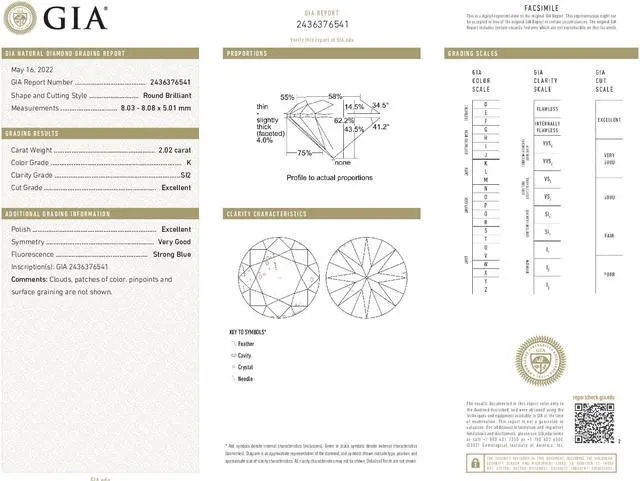 Alt view image 4 of 5 - Round Cut Loose Diamond (2.02 Ct,K Color,SI2 Clarity) GIA Certified