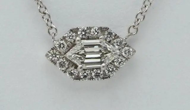 Alt view image 2 of 4 - 18k White Gold Marquise Duchess Cut Diamond Halo Pendant (0.26 Ct,F Color,VS1 Clarity)