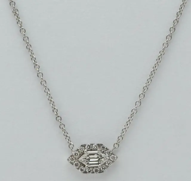 Alt view image 3 of 4 - 18k White Gold Marquise Duchess Cut Diamond Halo Pendant (0.26 Ct,F Color,VS1 Clarity)