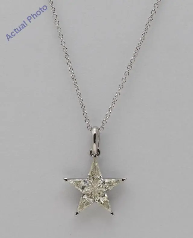 Alt view image 3 of 4 - 18k White Gold Kite Cut Invisible Setting Star Diamond Pendant (1.01 Ct,J Color,SI2 Clarity)