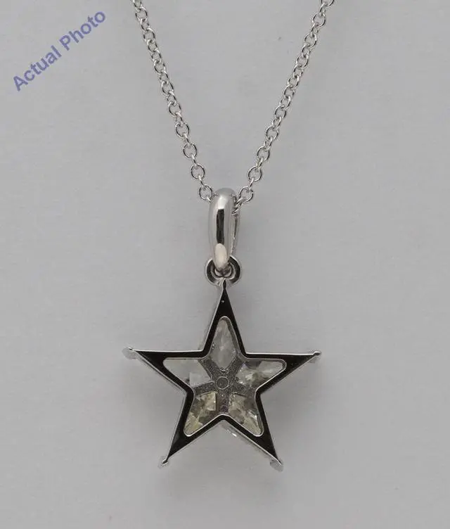 Alt view image 4 of 4 - 18k White Gold Kite Cut Invisible Setting Star Diamond Pendant (1.01 Ct,J Color,SI2 Clarity)