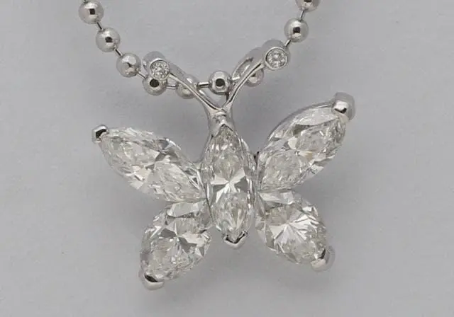 Alt view image 2 of 4 - 18k White Gold Marquise Cut Invisible Butterfly Diamond Pendant (1.09 Ct,G Color,VS Clarity)