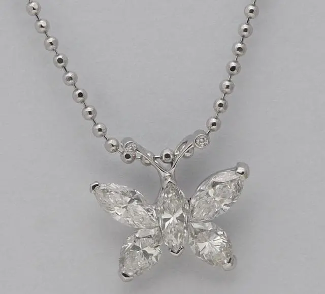 Main image of 18k White Gold Marquise Cut Invisible Butterfly Diamond Pendant (1.09 Ct,G Color,VS Clarity)